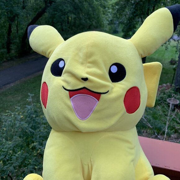Pokemon Pikachu Plush 18" Tall Toy Stuffed Animal Red Cheeks Tongue Out Yellow - Picture 2 of 14